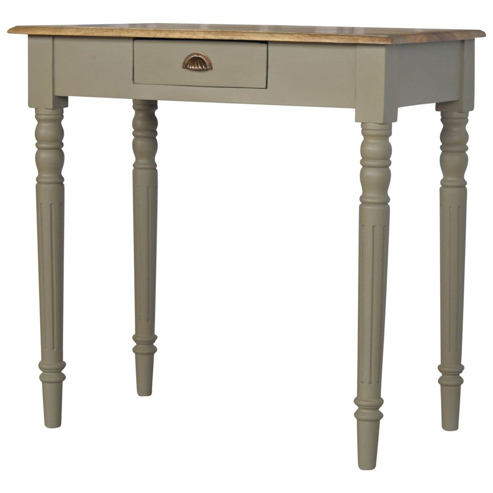 32" Oak and Gray Solid Wood Writing Desk — view 3