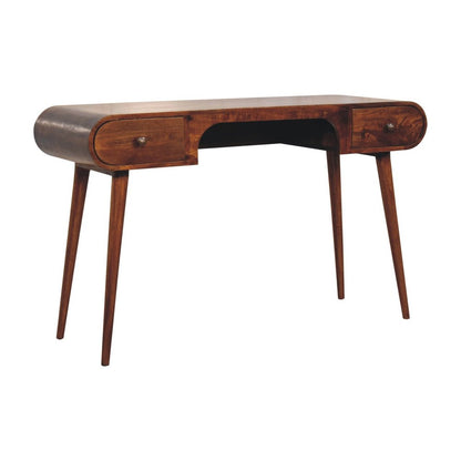 54" Brown Solid Wood Writing Desk With Two Drawers HomeRoots