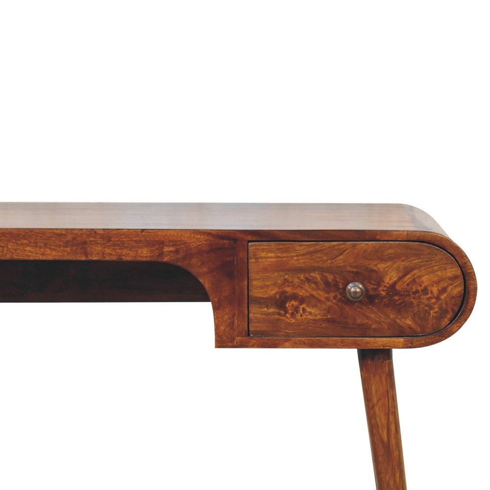54" Brown Solid Wood Writing Desk With Two Drawers — view 5