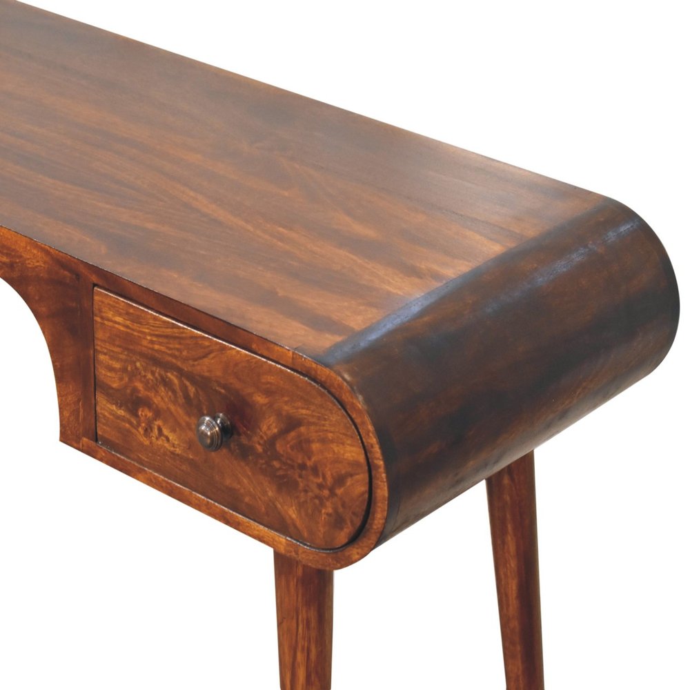 54" Brown Solid Wood Writing Desk With Two Drawers — view 6
