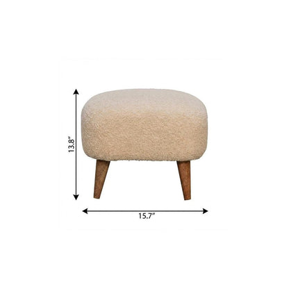 16" Cream And Brown Boucle Footstool HomeRoots