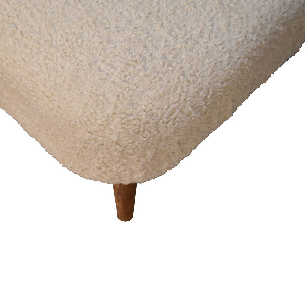 16" Cream And Brown Boucle Footstool — view 6