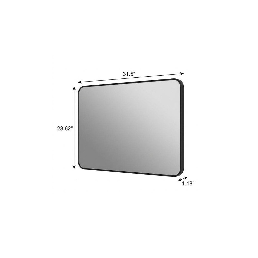 24" Black Aluminum Lighted Framed Anti Fog Bathroom Vanity Mirror — view 2