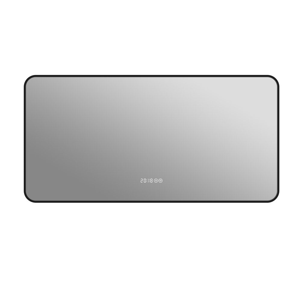24" Black Aluminum Lighted Framed Anti Fog Bathroom Vanity Mirror — view 1