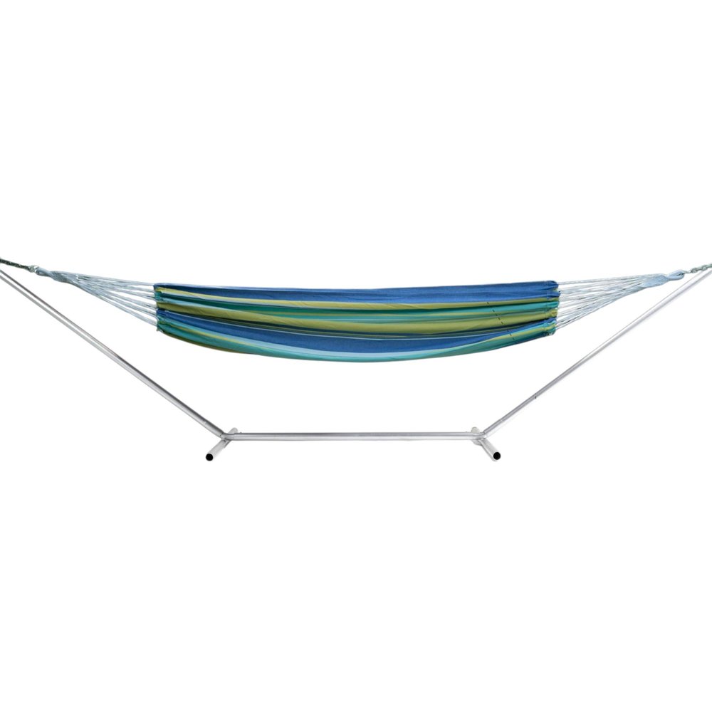 Blue Green And Yellow Striped Single Spreader Bar Hammock HomeRoots