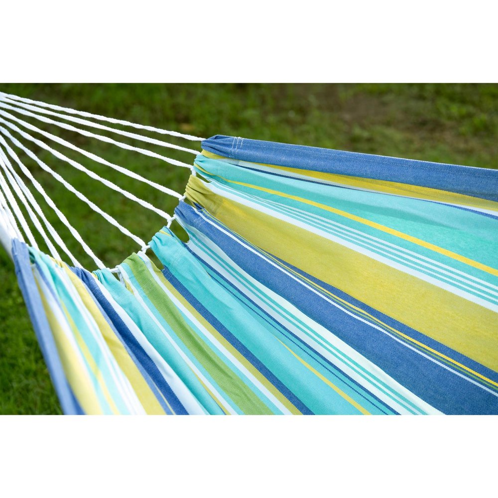Blue Green And Yellow Striped Single Spreader Bar Hammock — view 5