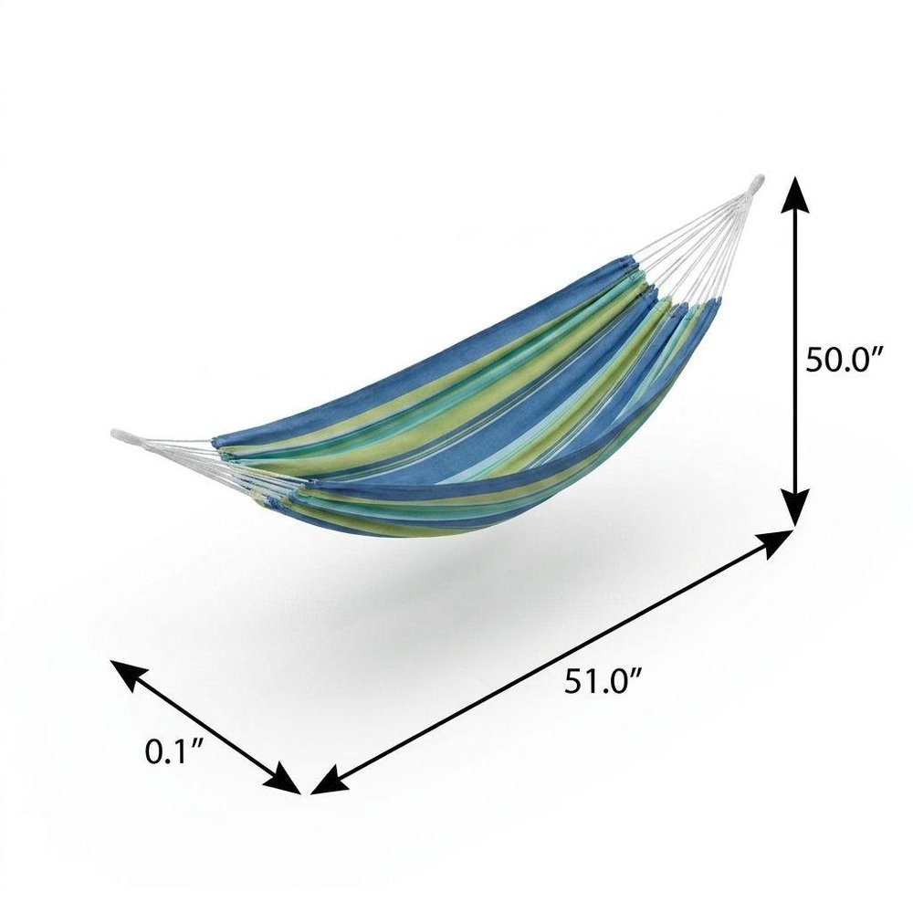 Blue Green And Yellow Striped Single Spreader Bar Hammock HomeRoots