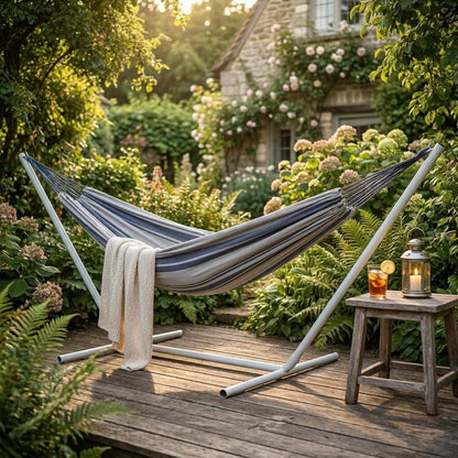 Gray Striped Single Spreader Bar Hammock HomeRoots