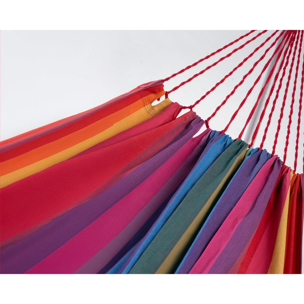Pink Lavender Red And Yellow Striped Single Spreader Bar Hammock — view 4