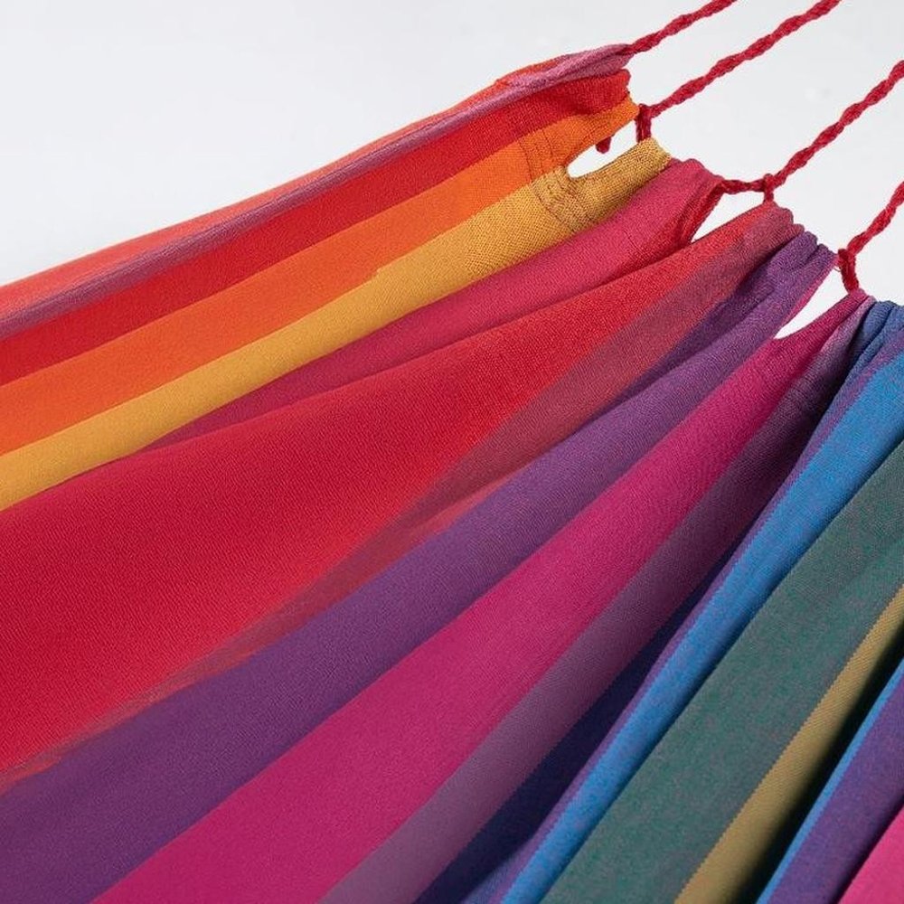 Pink Lavender Red And Yellow Striped Single Spreader Bar Hammock — view 5