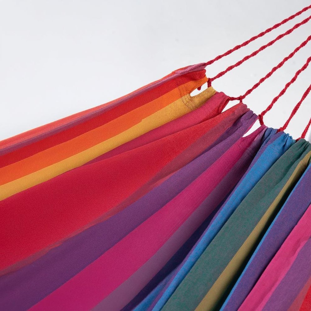 Pink Lavender Red And Yellow Striped Single Spreader Bar Hammock HomeRoots