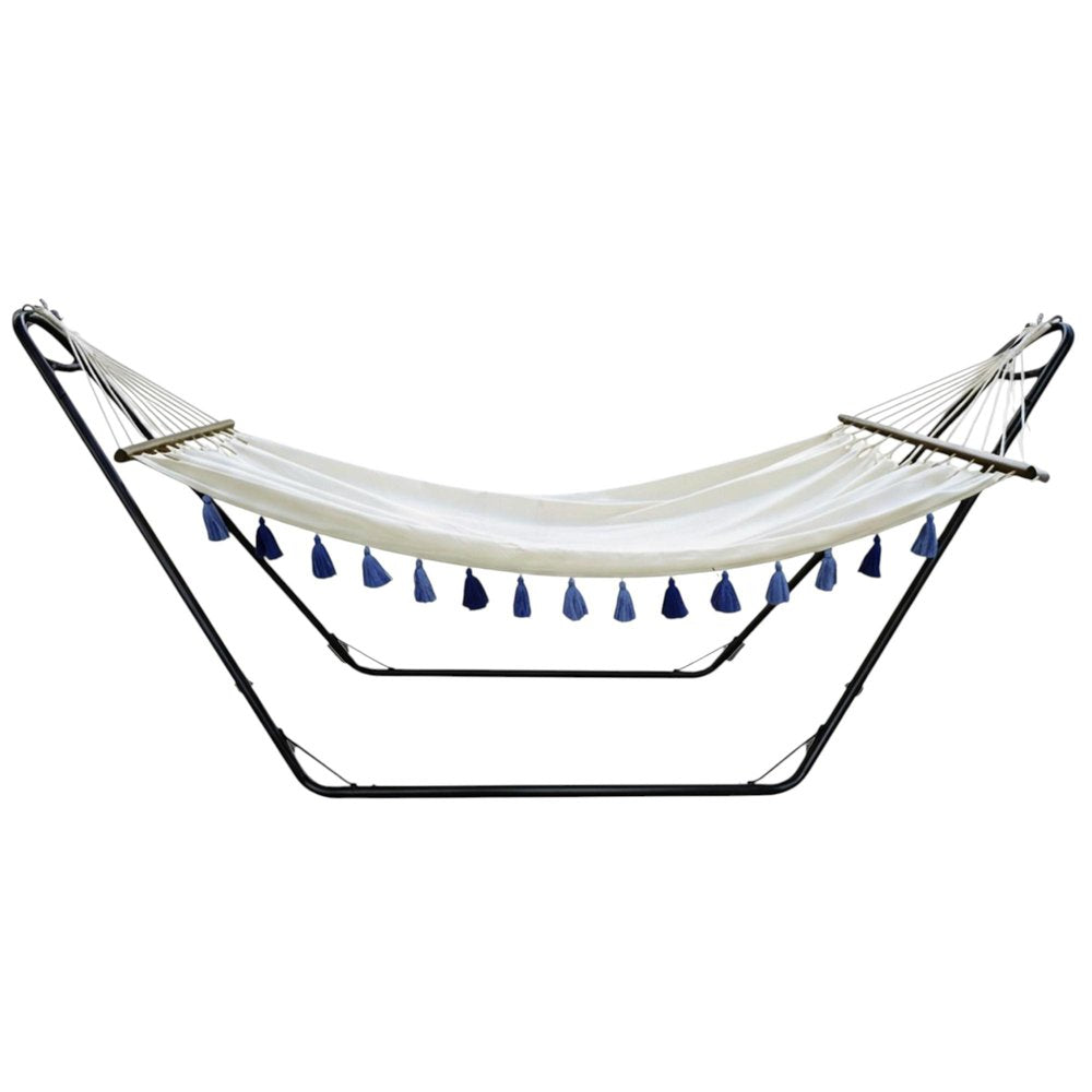 Ivory Single Spreader Bar Hammock With Tassels — view 2