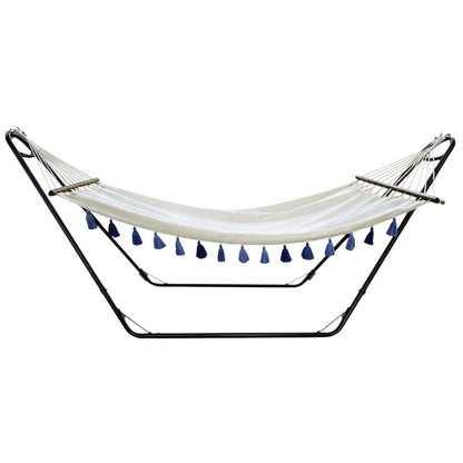 Ivory Single Spreader Bar Hammock With Tassels HomeRoots