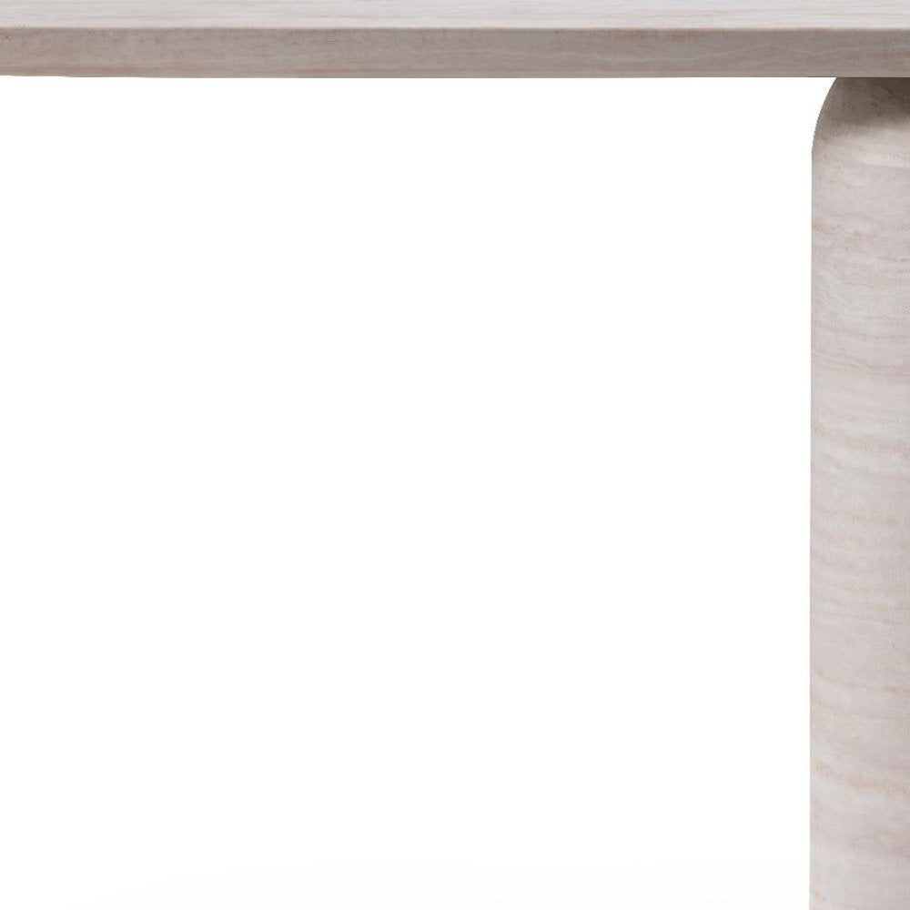 60" Beige Genuine Marble Pedestal Console Table — view 5