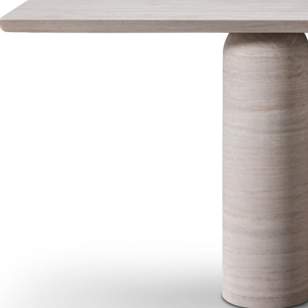 60" Beige Genuine Marble Pedestal Console Table HomeRoots