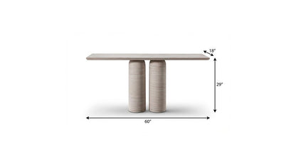 60" Beige Genuine Marble Pedestal Console Table HomeRoots