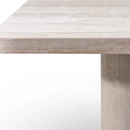 47" Beige Genuine Marble and Marble Free Form Double Pedestal Coffee Table HomeRoots