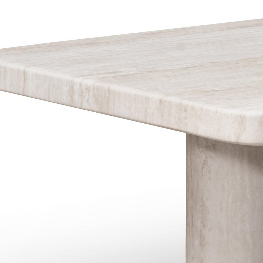47" Beige Genuine Marble and Marble Free Form Double Pedestal Coffee Table HomeRoots
