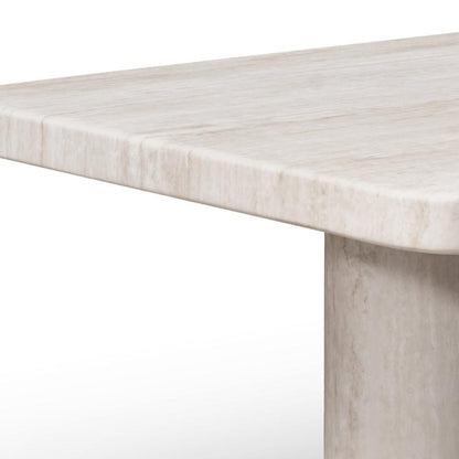 47" Beige Genuine Marble and Marble Free Form Double Pedestal Coffee Table HomeRoots