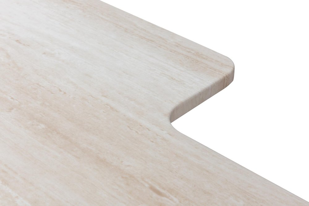 47" Beige Genuine Marble and Marble Free Form Double Pedestal Coffee Table — view 4