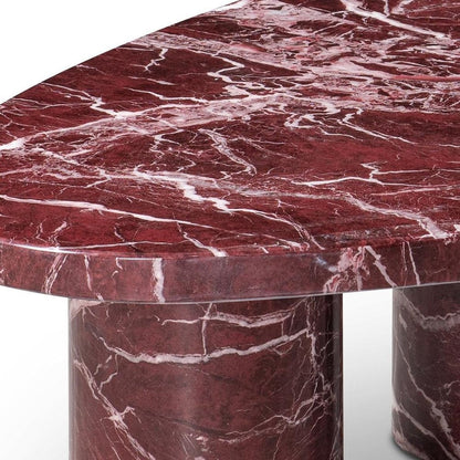 48" Red Genuine Marble and Marble Free Form Coffee Table HomeRoots