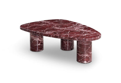 48" Red Genuine Marble and Marble Free Form Coffee Table HomeRoots