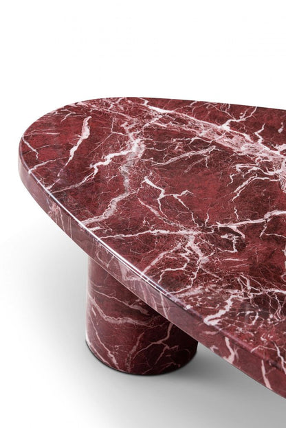 Red and White Marble Triangular End Table HomeRoots