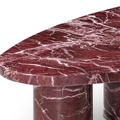 Red and White Marble Triangular End Table HomeRoots