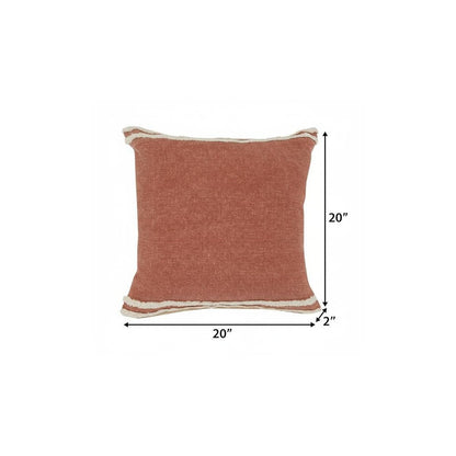 20" Brown And White Striped Cotton Throw Pillow Cover