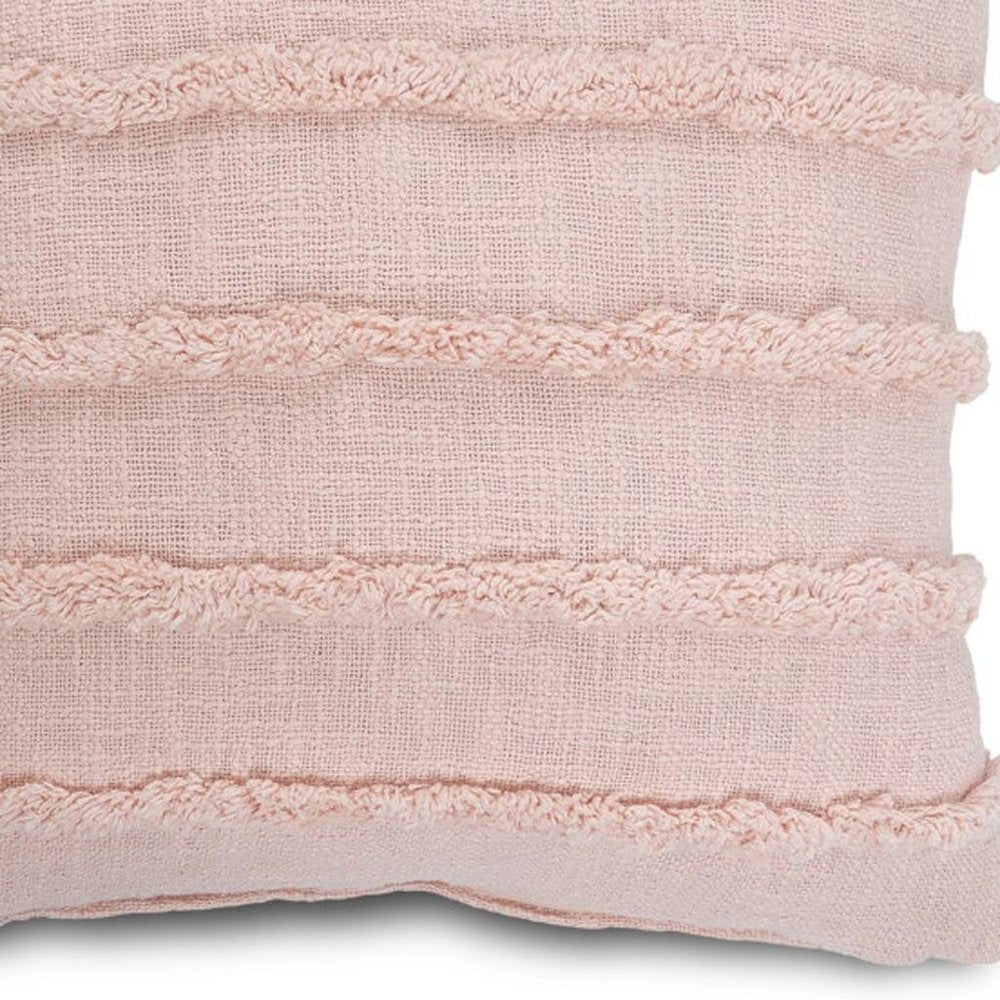 20" Pink And Blush Striped Cotton Throw Pillow Cover