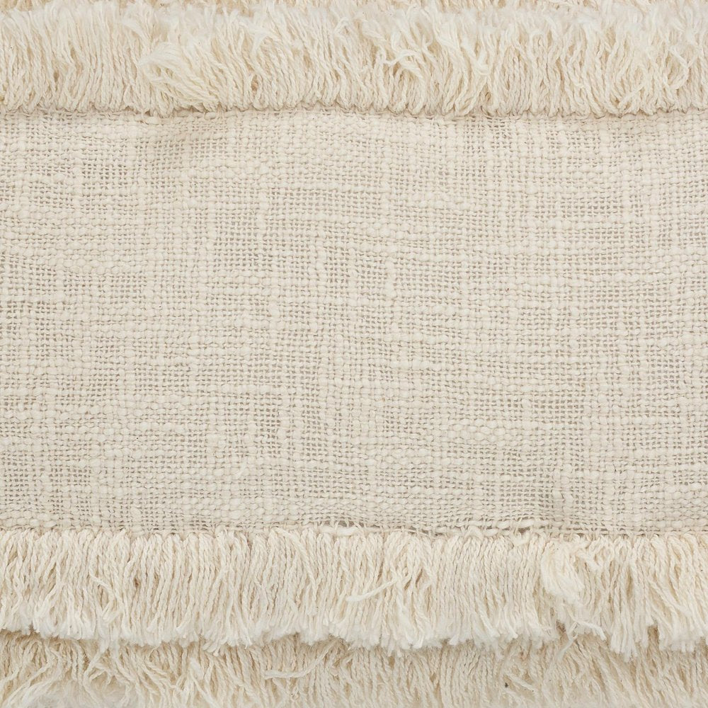 36" X 14" White And Ivory Lumbar Striped Cotton Throw Pillow Cover