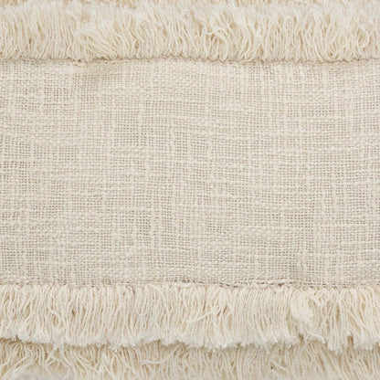36" X 14" White And Ivory Lumbar Striped Cotton Throw Pillow Cover