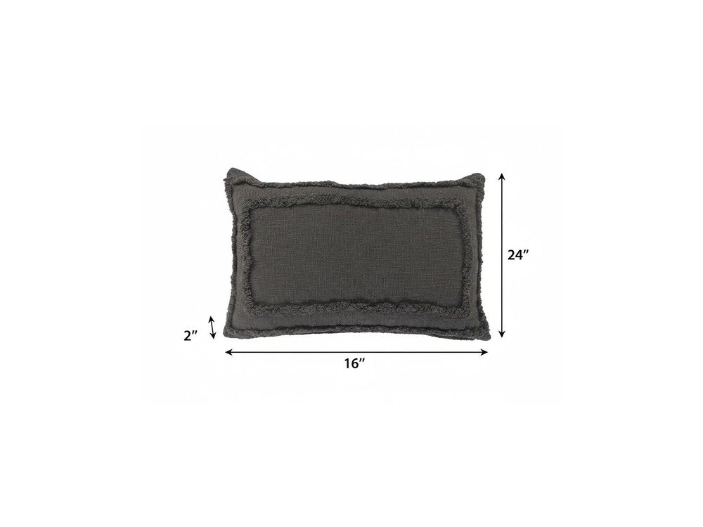 24" X 16" Gray And Cool Gray Lumbar Geometric Cotton Throw Pillow Cover — view 5