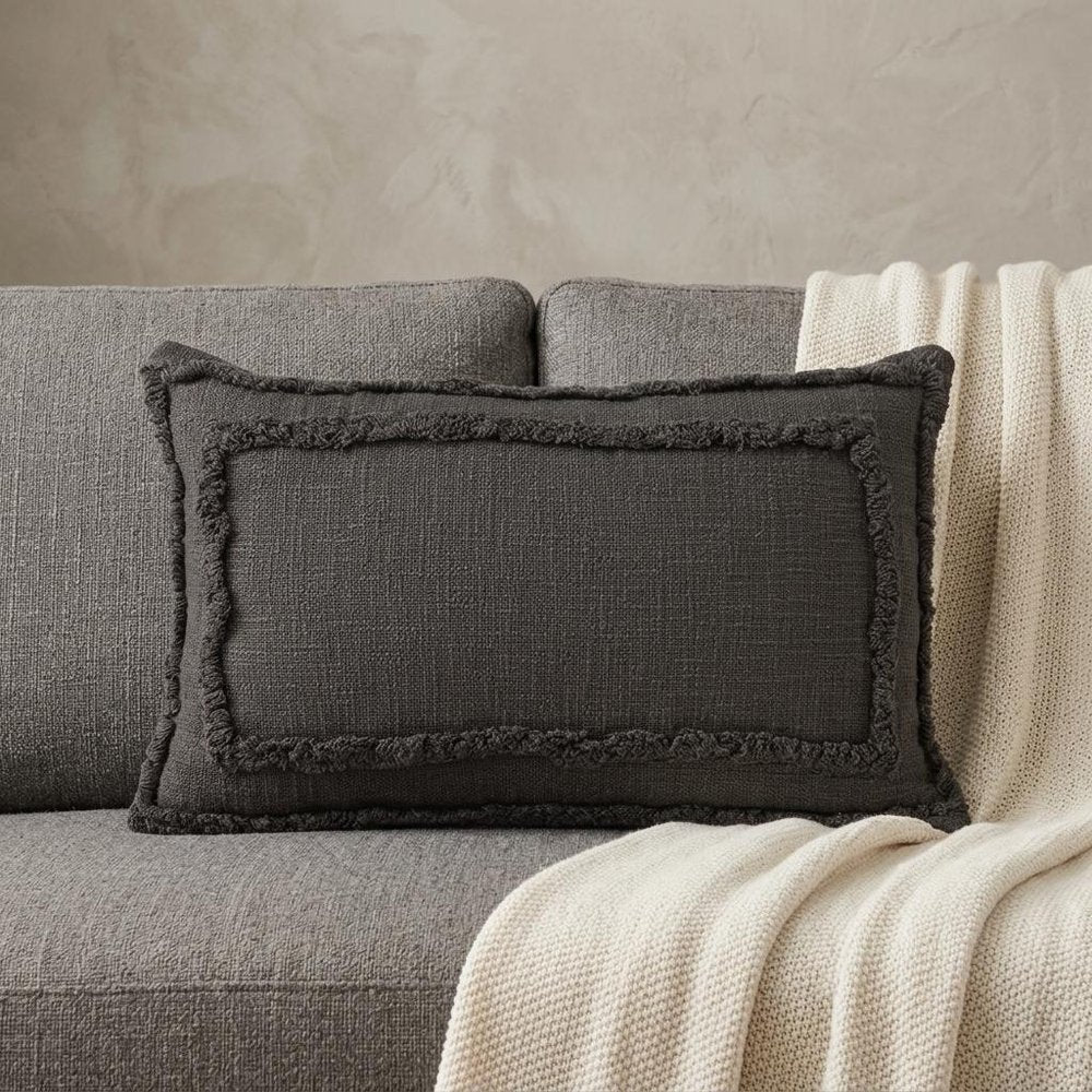 24" X 16" Gray And Cool Gray Lumbar Geometric Cotton Throw Pillow Cover — view 7