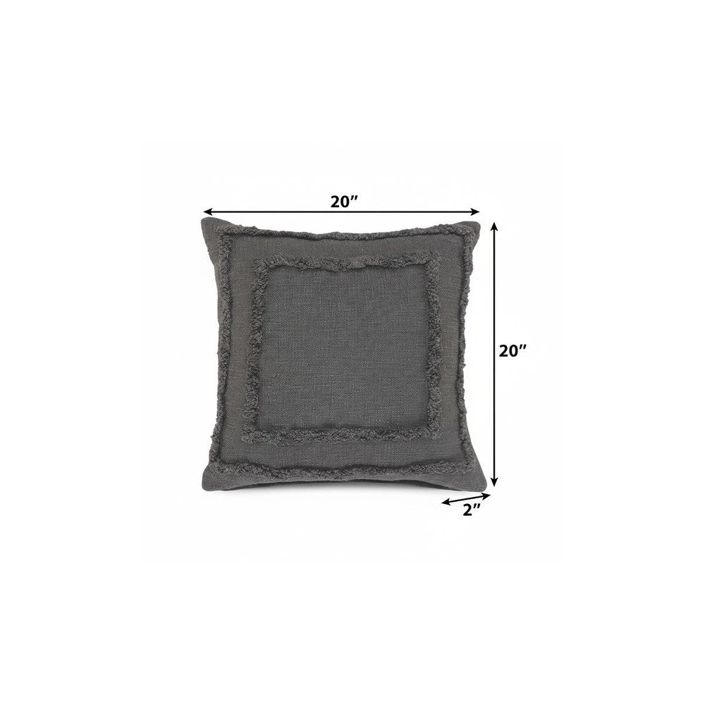 20" Gray And Cool Gray Geometric Cotton Throw Pillow Cover