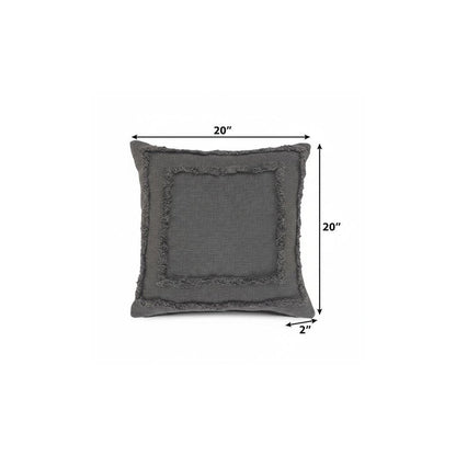 20" Gray And Cool Gray Geometric Cotton Throw Pillow Cover