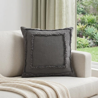 20" Gray And Cool Gray Geometric Cotton Throw Pillow Cover