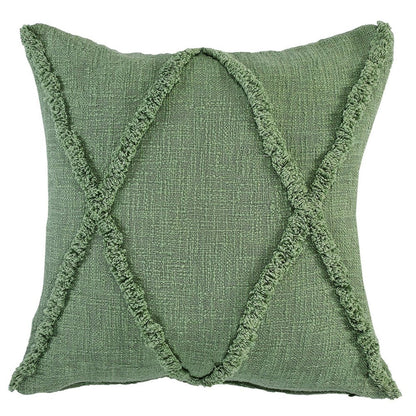 20" Green And Pine Green Diamond Cotton Throw Pillow Cover