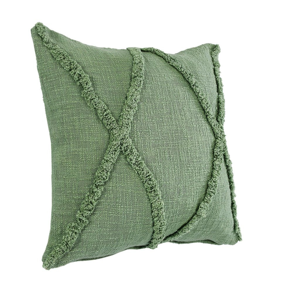 20" Green And Pine Green Diamond Cotton Throw Pillow Cover