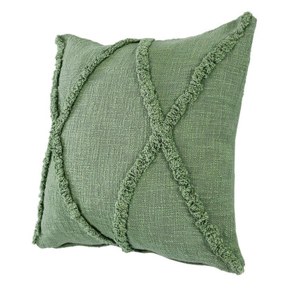 20" Green And Pine Green Diamond Cotton Throw Pillow Cover