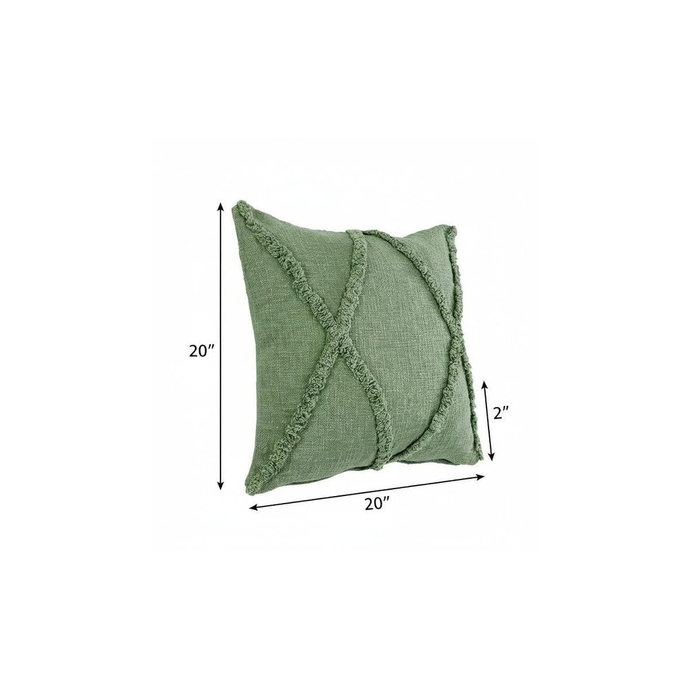 20" Green And Pine Green Diamond Cotton Throw Pillow Cover — view 8