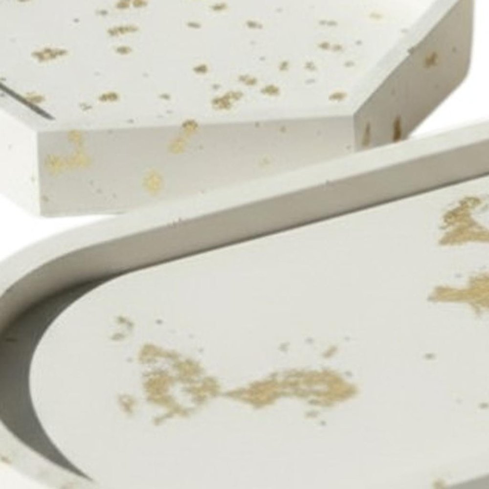 Set of Three Gold And White Resin Handmade Trinket Trays — view 4