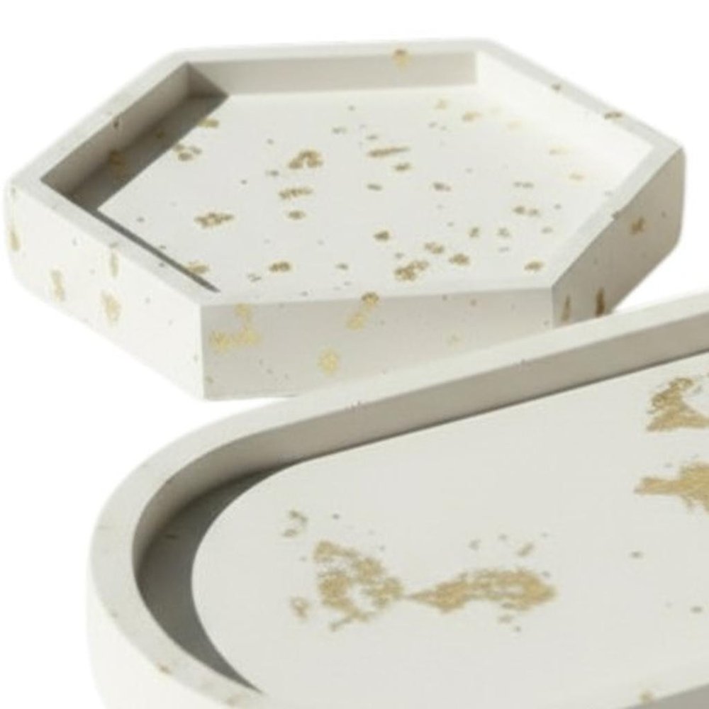 Set of Three Gold And White Resin Handmade Trinket Trays — view 5