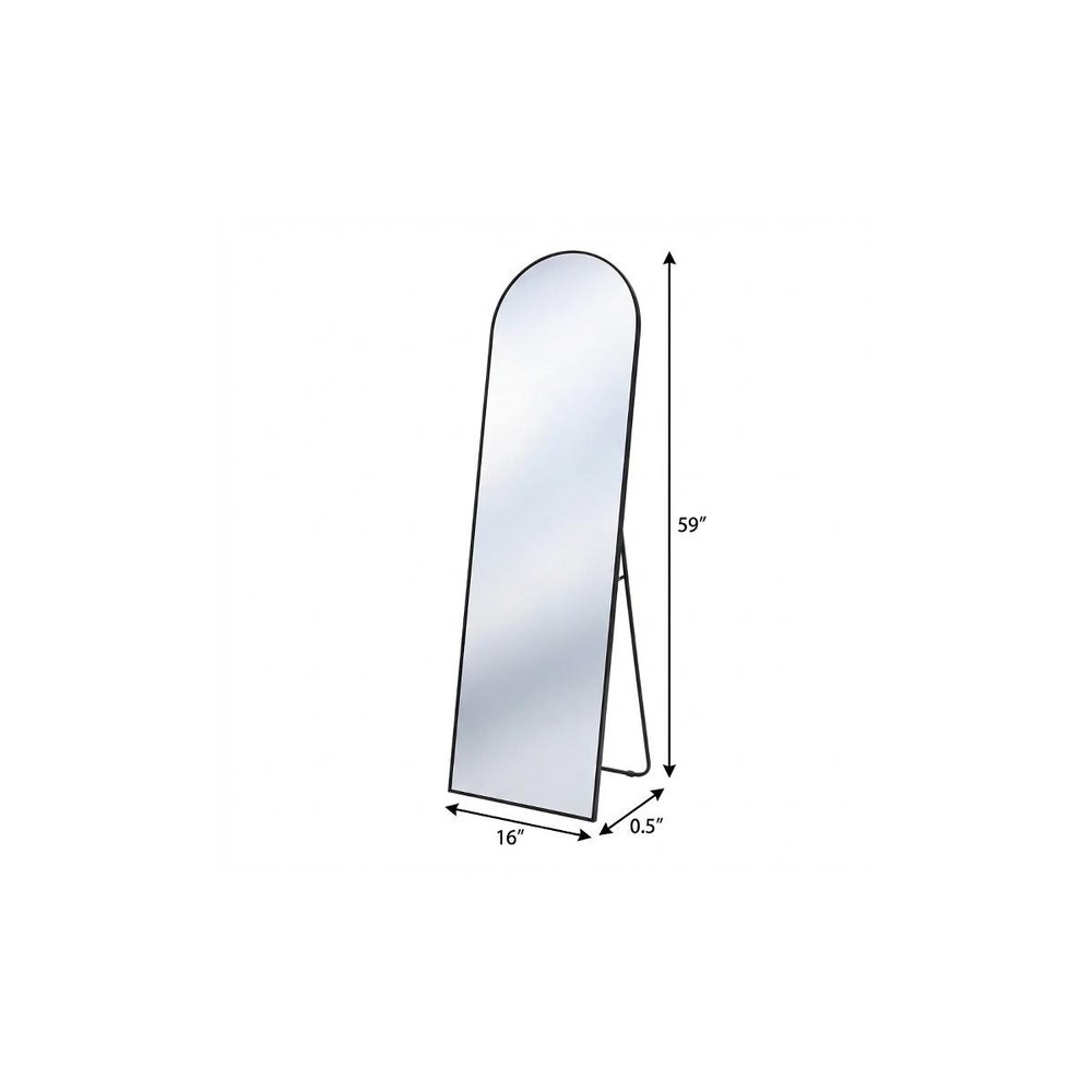 59" Black Aluminum Arch Freestanding And Wall Mounted Framed Full Length Mirror — view 4