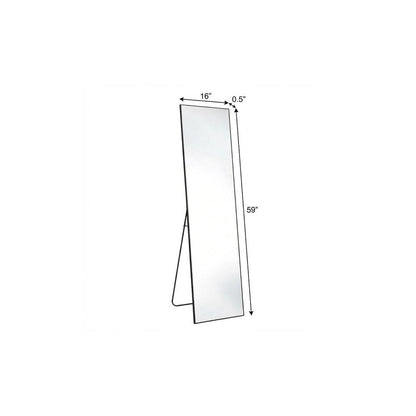 59" Black Aluminum Freestanding And Wall Mounted Framed Full Length Mirror