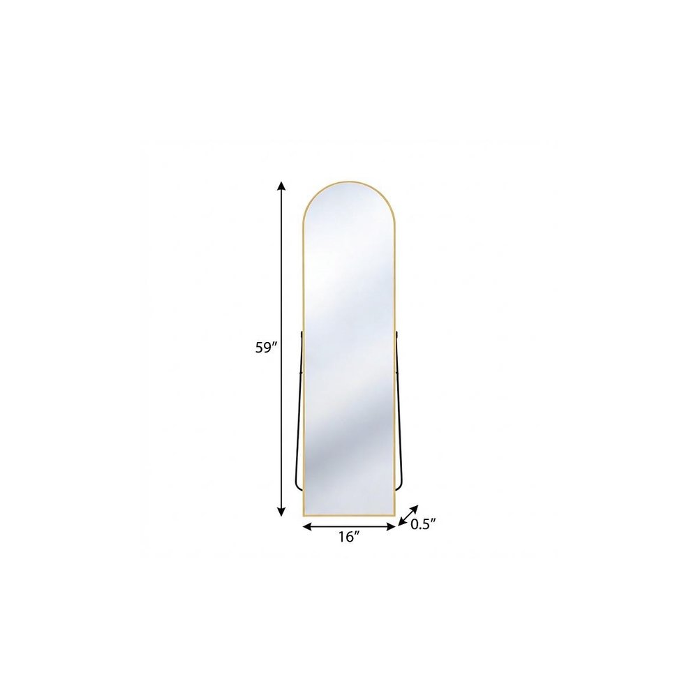 59" Gold Aluminum Arch Freestanding And Wall Mounted Framed Full Length Mirror — view 2