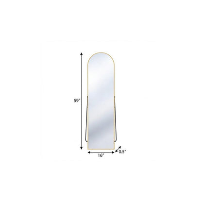 59" Gold Aluminum Arch Freestanding And Wall Mounted Framed Full Length Mirror