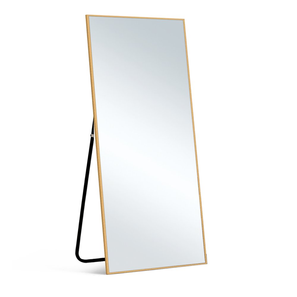 59" Gold Aluminum Freestanding And Wall Mounted Framed Full Length Mirror — view 1