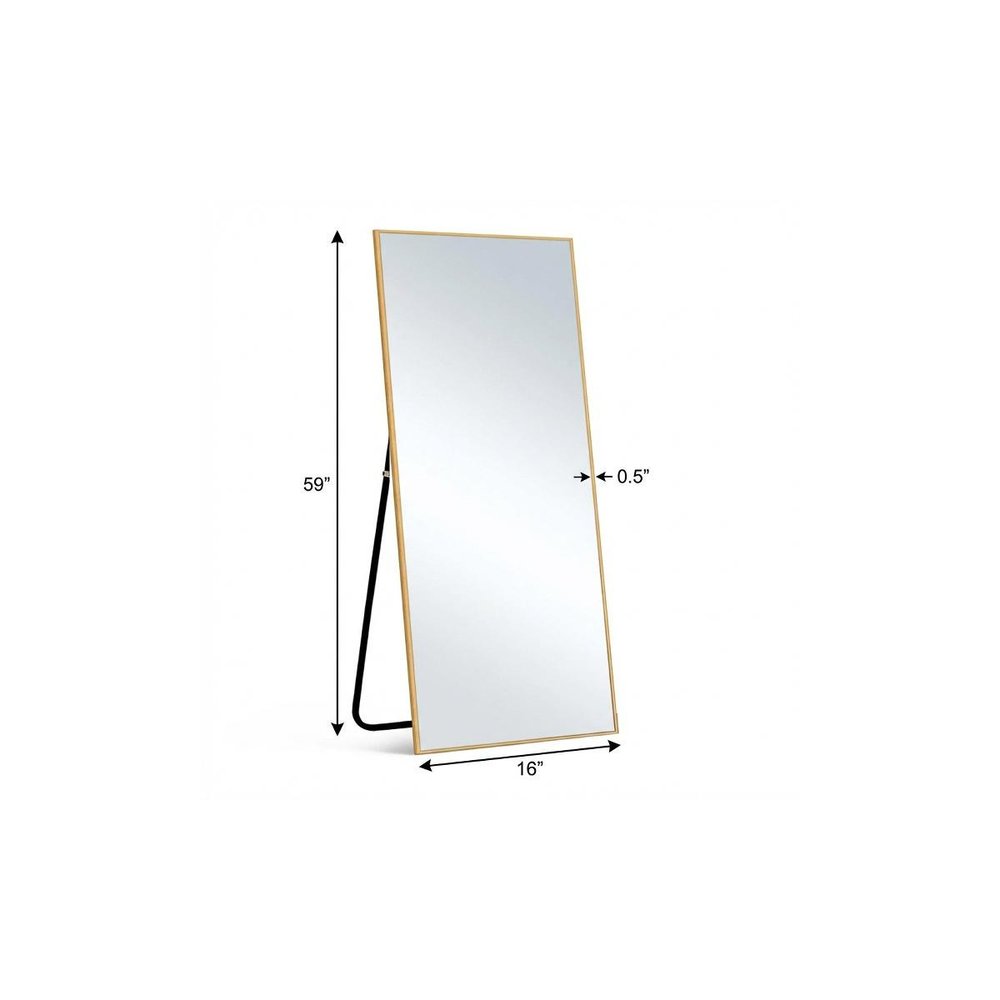 59" Gold Aluminum Freestanding And Wall Mounted Framed Full Length Mirror — view 3