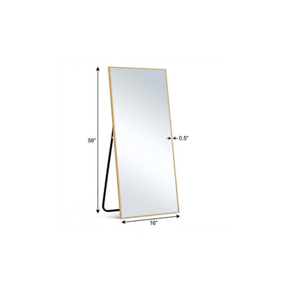 59" Gold Aluminum Freestanding And Wall Mounted Framed Full Length Mirror